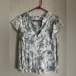 Rachel Zoe Blue and White Floral Blouse